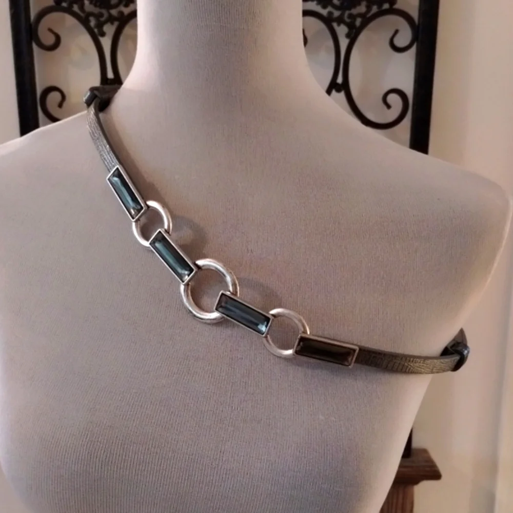 Chico's Silver Women's Belt With Pewter Color Accents Size M/L